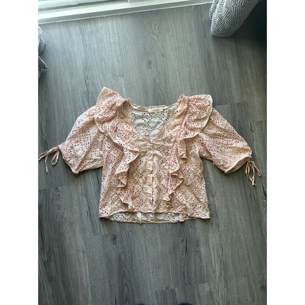 LoveShackFancy kim top ruffle blouse size XS